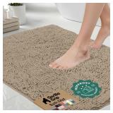 GORILLA GRIP Chenille Bath Rug 60x17 Gray Beige