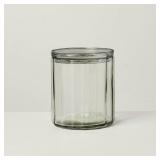 Hearth  Hand Small Fluted Glass Canister Green