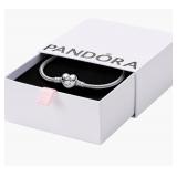 PANDORA Heart Clasp Snake Chain Charm Bracelet 7"