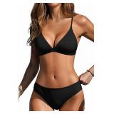 Yonique Women Push Up V Neck Bikini Set SMALL