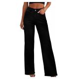 Sidefeel Womens Jeans Size 2 Baggy Wide Leg Black