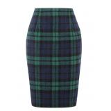 Kinghua Womens Plaid Pencil Skirt Large Green