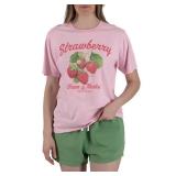 Sweet Pickins Strawberry Tee Short Set Pink XL