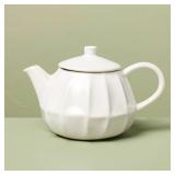 Hearth Hand 25oz Stoneware Teapot Sour Cream