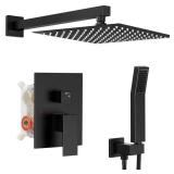 AKLFGN 12 Square Shower Faucet Set Matte Black