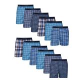 Hanes Mens Boxers XL 12-Pack Blue Plaid
