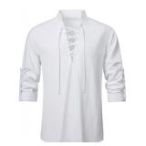 AIFARLD Mens Medieval Shirt XX-Large White Lace-Up
