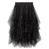 Reaowazo Tulle Skirt One Size Black Sequin Midi