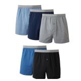 Hanes Mens Boxers Large 5-Pack Cotton Knit Blue