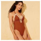 Shade  Shore Pucker Plunge One Piece Swimsuit M