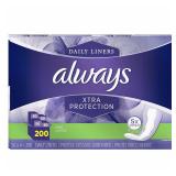 Always Extra Protection Pantiliners 200 Count 4pk