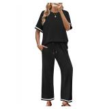 Sampeel Lounge Set Medium Black Wide Leg Pants