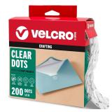 Velcro 58 Inch Clear Adhesive Dots 200 Pack