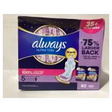 Always Ultra Thin Overnight Pads With Wings 1ct