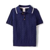 Gymboree Boys Short Sleeve Cable Knit Polo Black 8