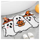 Kawaiita Pumpkin Ghost Bath Rug 17 x 28 Orange