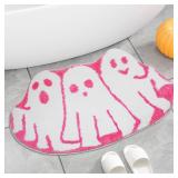Kawaiita Pink Ghost Bath Mat Non-Slip Bathroom Rug
