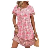 Ofeefan Large Summer Dress Boho Pink