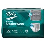 Rely Maximum Protective Underwear Large 20 Count