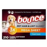 Bounce Pet Hair Lint Guard Dryer Sheets 210ct