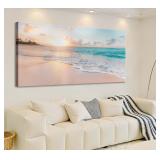 Okexckk Beach Canvas Wall Art 24x48 Inch
