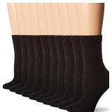 Hanes Womens Crew Liner Socks Black Size 5-9 10pk