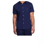 Lands End Mens Cotton Linen Button Up Shirt