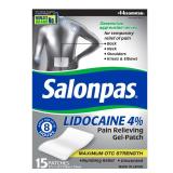 Salonpas Lidocaine Pain Relieving Gel 15ct Patches