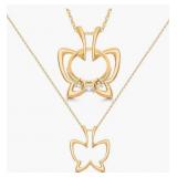 Emily C Butterfly Ring Holder Necklace Gold Finish