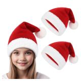 Durio Knit Christmas Santa Hats 4-6 Years 2pk