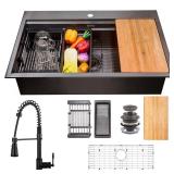 AKDY KS0531-KF12 33x22in Single Bowl Kitchen Sink
