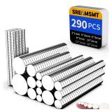 Srenmsmt Neodymium Magnets Assorted Sizes 290ct