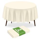 Likajon 84 Inch Round Ivory Tablecloth 2pk
