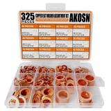 Akosn Copper Flat Washer Assortment Kit 325ct