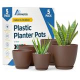 Lifemaster Standing Planter Pots 5pk Brown