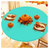 Moosfor Spandex Round Tablecloth 36-44 Aqua Blue