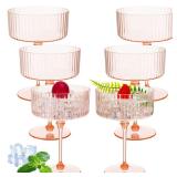 Jingmore 6 Pcs Plastic Ribbed Martini Glasses...