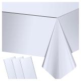 3 Pack Silver Plastic Tablecloth, Disposable...