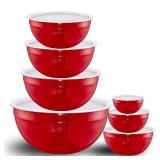 LKTDYMEG Red Mixing Bowls with Lids Set of 7,...