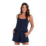 Maxine of Hollywood Romper Swimsuit Indigo Size 14