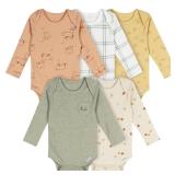 Gerber Long-Sleeve Bodysuits Fall Fun 6-9M 5pk