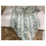 Vintage Floral One Piece Swimsuit Blue Cream XL