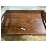 Wooden Serving Tray With Handles Brown
