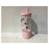 Strawberry Print Glass Tumbler with Silicone Base