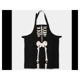 Skeleton Print Kitchen Apron Black Halloween