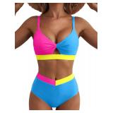 Herseas High Waisted Bikini Set Blue 2XL