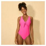 Shade  Shore Tie-Front One-Piece Swimsuit Pink S