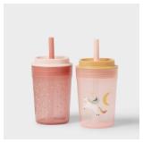 Pillowfort Unicorn Straw Tumblers 14oz 2pk