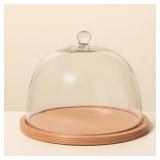 Hearth  Hand Wood and Glass Cake Stand 94688371