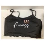 Girls Princess Graphic Crop Top Camisole Black XS
